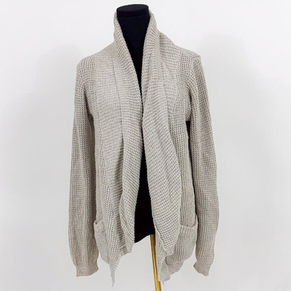 MONK & LOU Open Front Oversized Knit Cardigan WITH POCKETS GREY COLOR - Picture 1 of 7